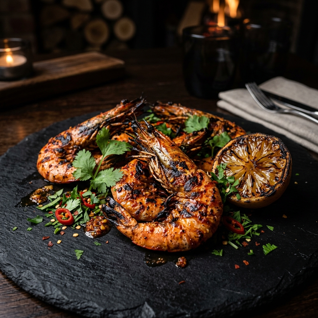 Charred King Prawns